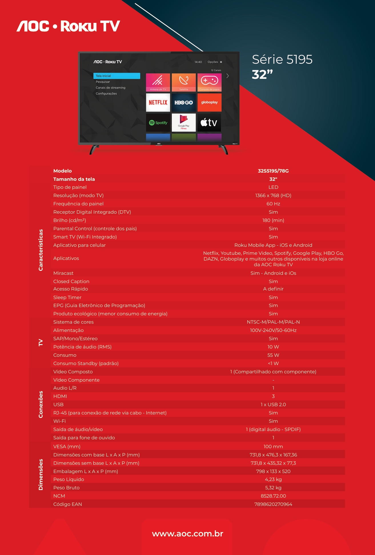 SMART TV AOC 32″ HD LED 32S5195 (12)