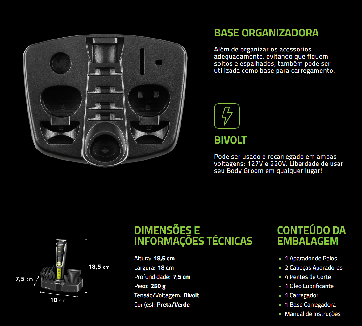 Aparador de Pelos Mondial Super Groom 6 BG-04 Preto Bivolt (13)
