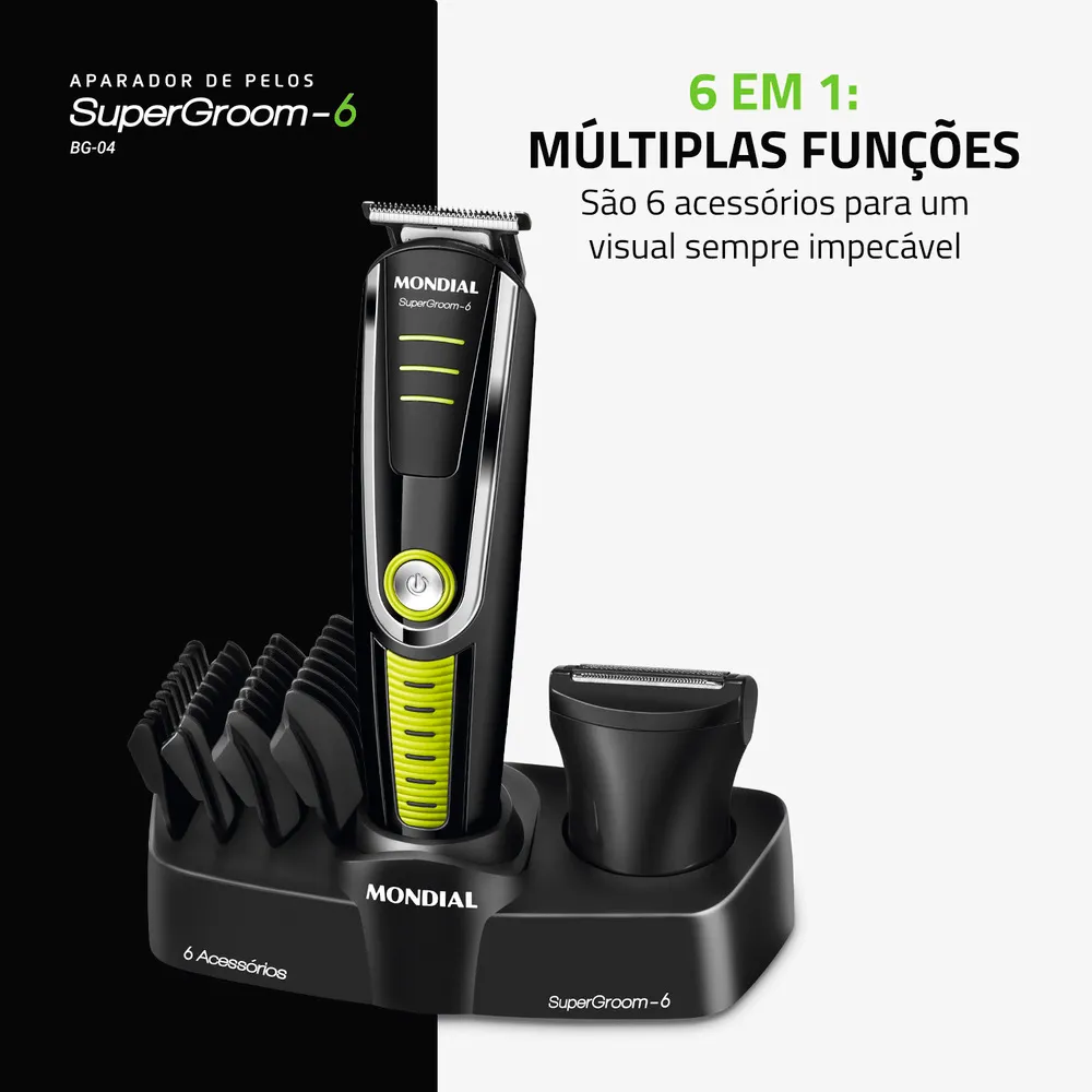 Aparador de Pelos Mondial Super Groom 6 BG-04 Preto Bivolt (2)