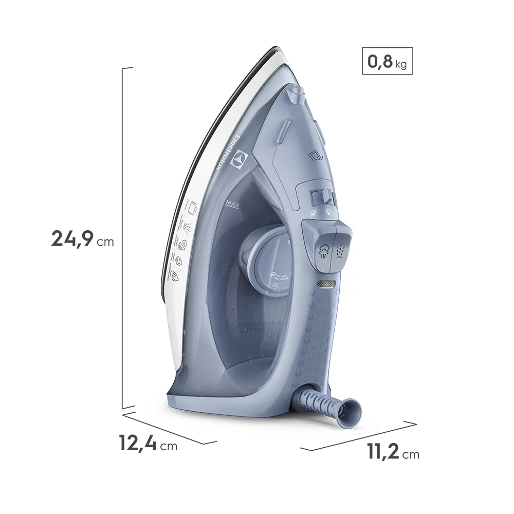 Ferro Electrolux a vapor e a seco Efficient ESI10 Azul 220v (2)