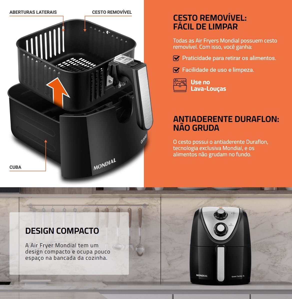 Fritadeira Air Fryer Mondial Grand Family AFN-50 5L 1900W Preto 220V (10)