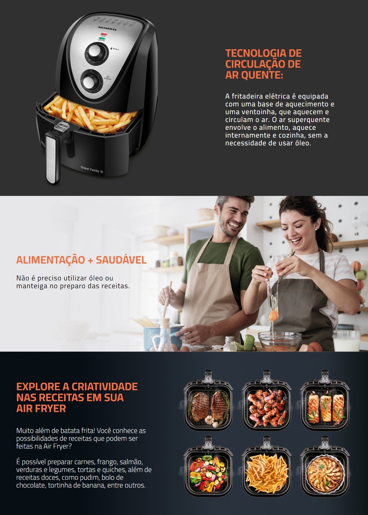Fritadeira Air Fryer Mondial Grand Family AFN-50 5L 1900W Preto 220V (11)