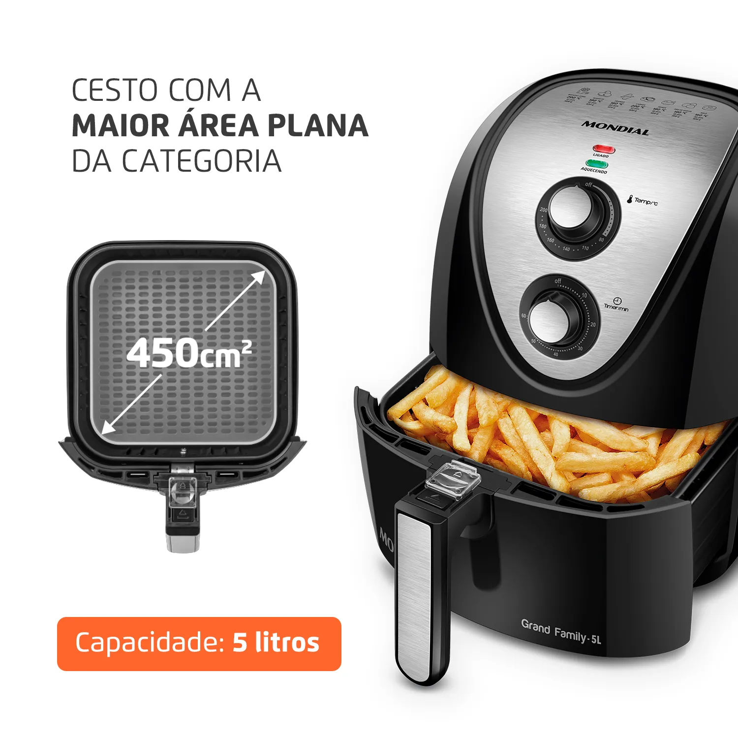 Fritadeira Air Fryer Mondial Grand Family AFN-50 5L 1900W Preto 220V (2)
