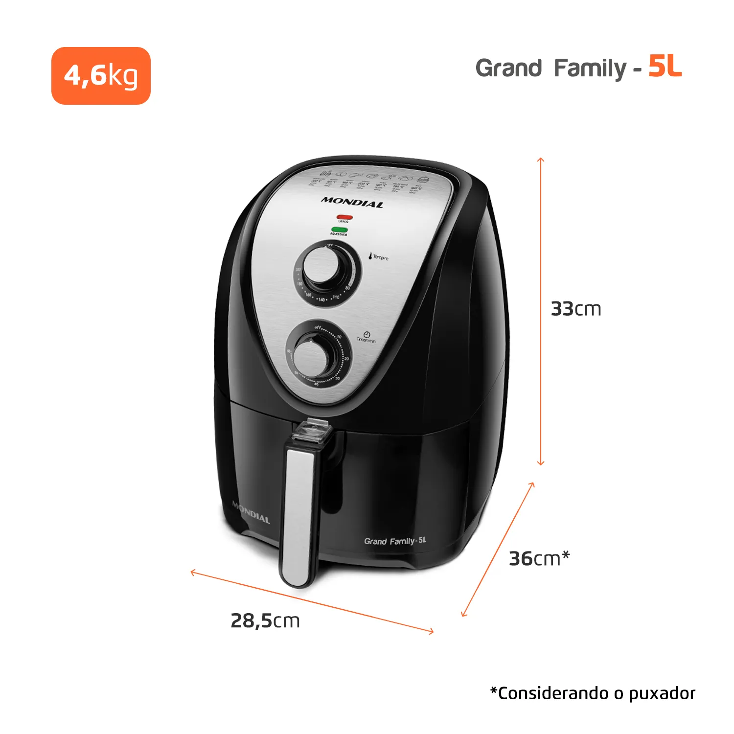 Fritadeira Air Fryer Mondial Grand Family AFN-50 5L 1900W Preto 220V (8)