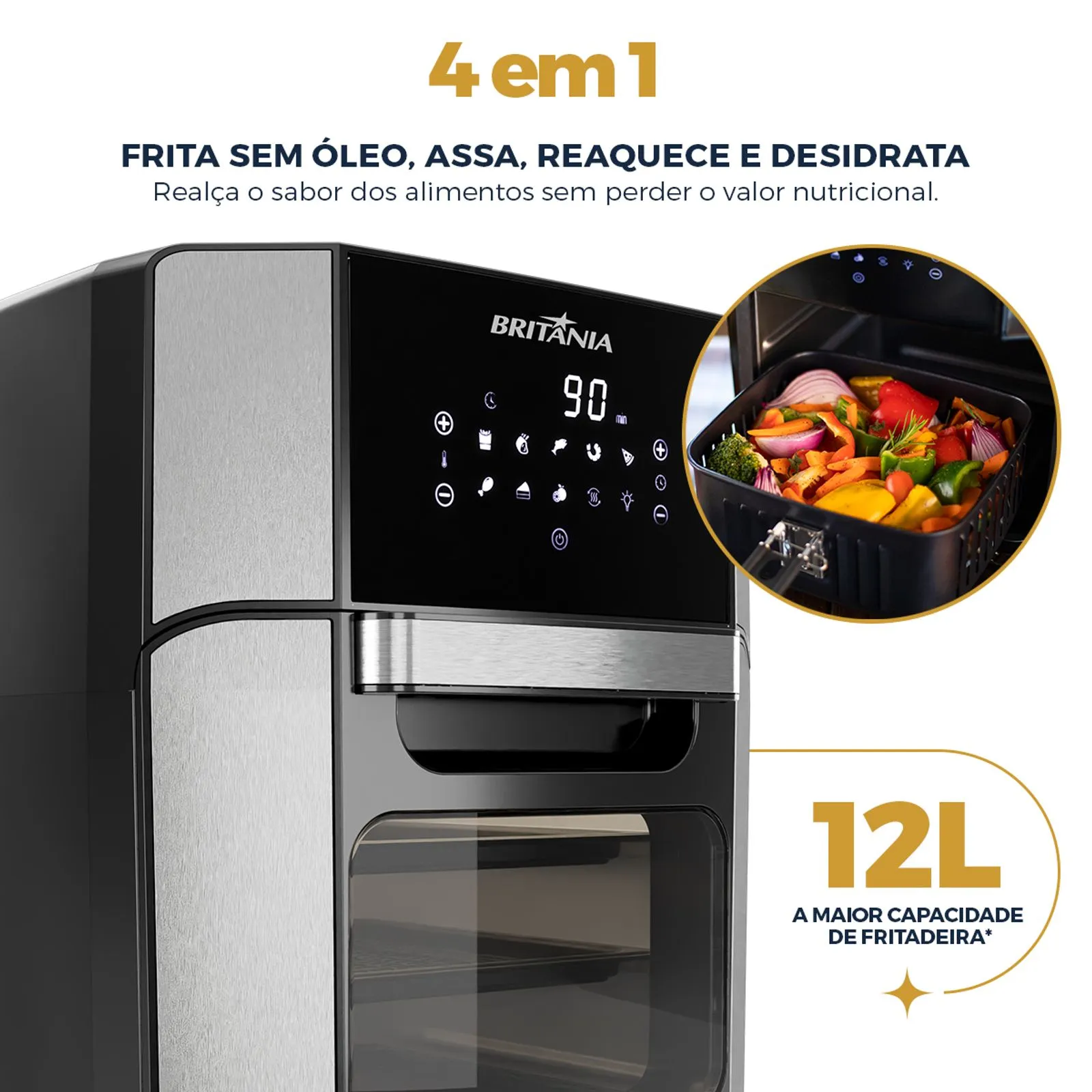 Fritadeira Air Fryer Oven Britânia BFR2100 1800W 4 em 1 Preto 220V (2)