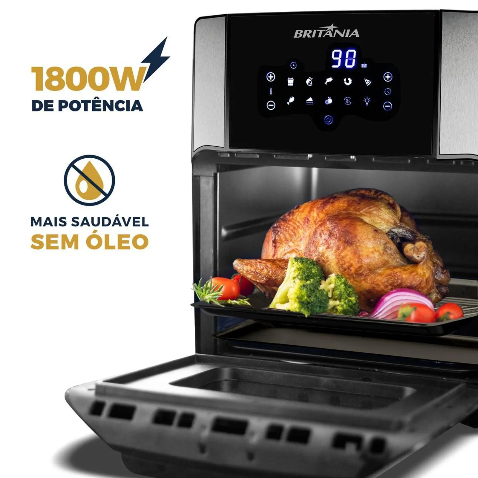 Fritadeira Air Fryer Oven Britânia BFR2100 1800W 4 em 1 Preto 220V (7)