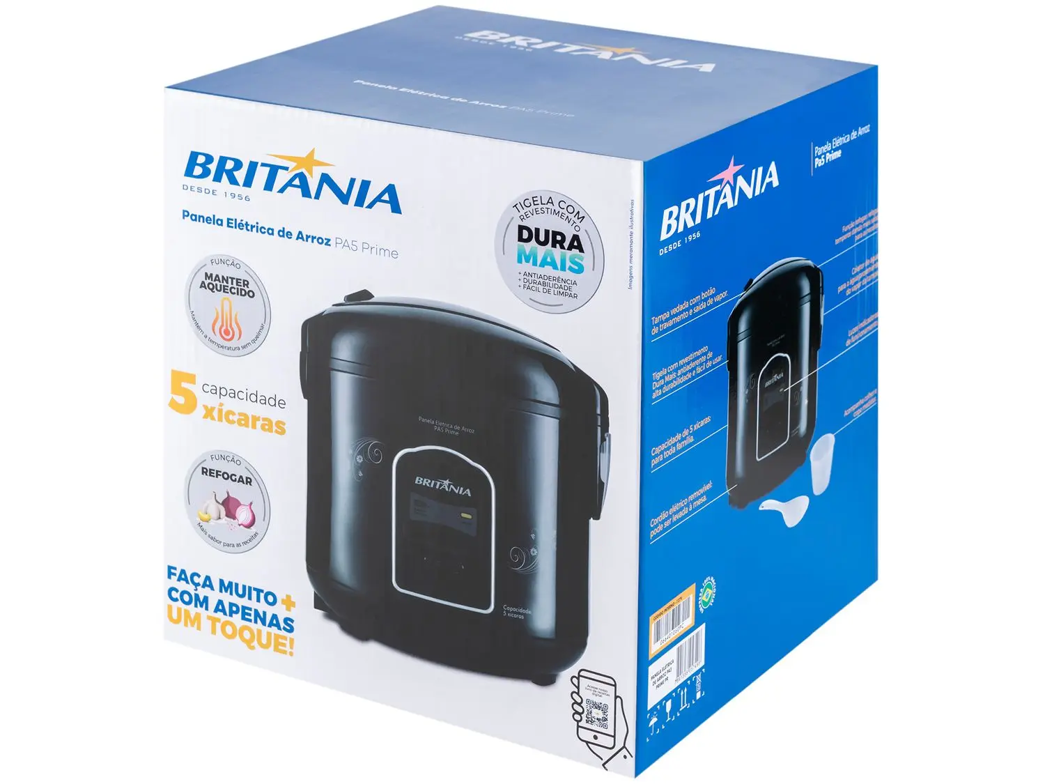 Panela de Arroz PA5 Britânia Prime 5 Xicaras Preto 220v (13)