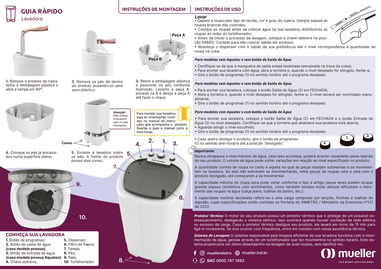 Tanquinho de Lavar Roupa Mueller Big 20 kg Branco 220v (9)