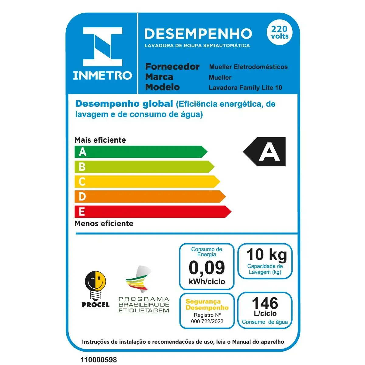 Tanquinho de Lavar Roupa Mueller Family Lite 10 kg Branco 220v (12)