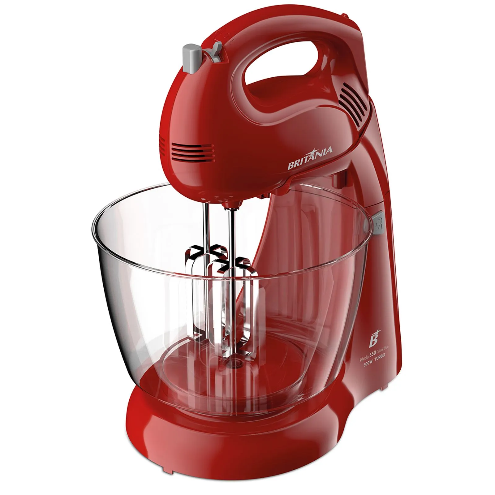 Batedeira Britânia Pérola Cristal Duo 4 velocidades 2 tigelas 500W Vermelho 220V (3)