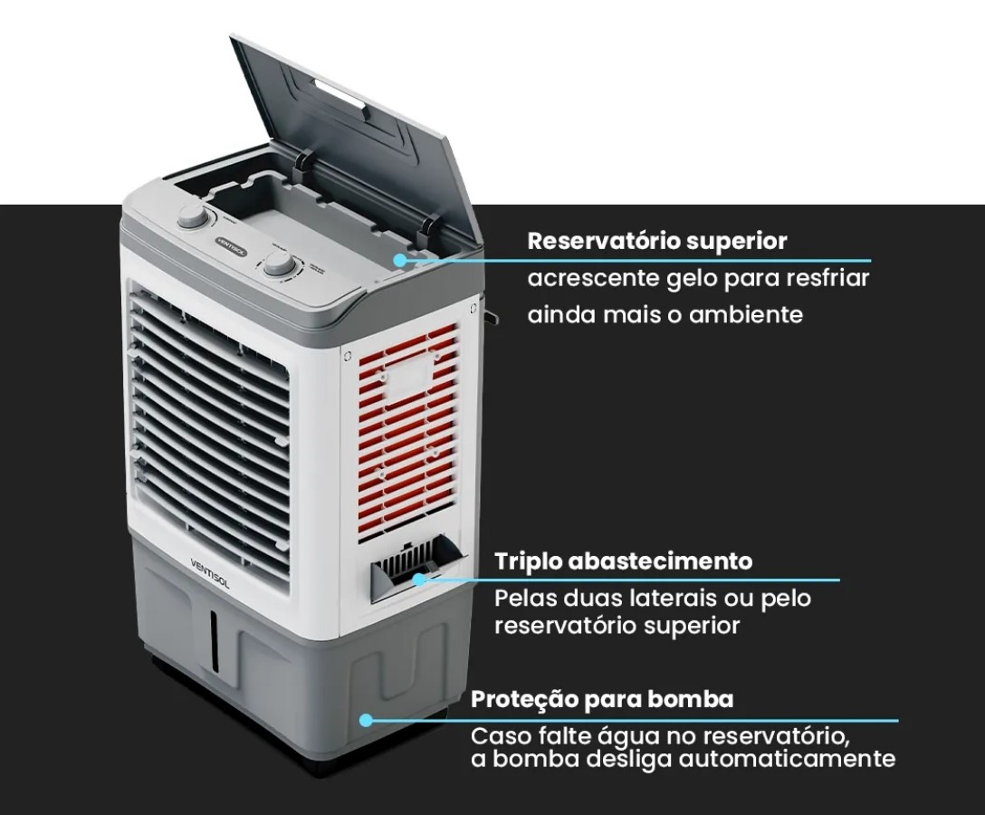 Climatizador Ventisol CLIN60 PRO 60L 150W Branco Cinza 220V (10)