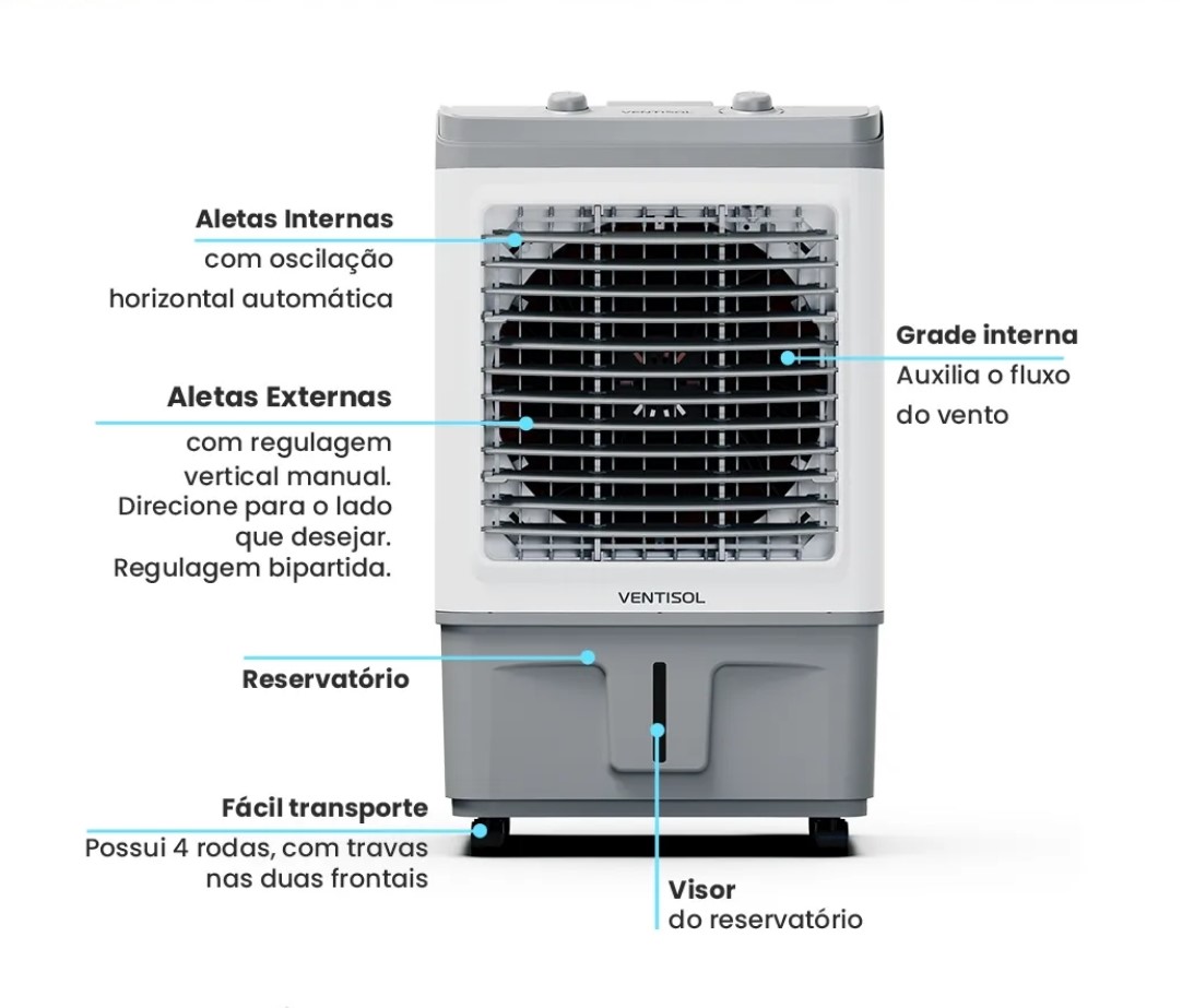 Climatizador Ventisol CLIN60 PRO 60L 150W Branco Cinza 220V (9)
