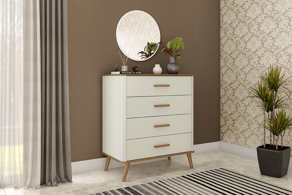 Cômoda Fabrimóveis Maitê 4 Gavetas Nature Off White (4)