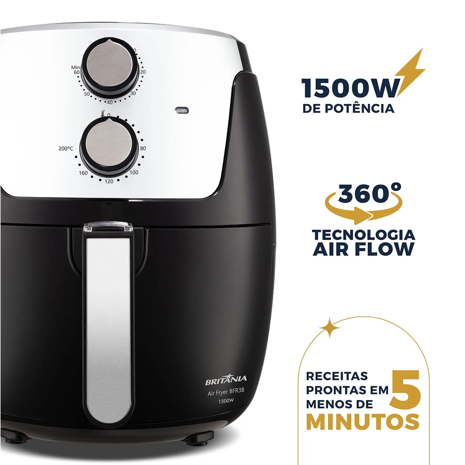 Fritadeira Air Fryer Britânia BFR38 4,2L 1500W Preto 220V (3)