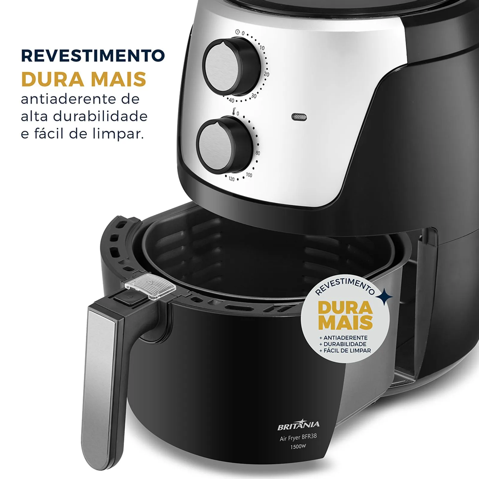 Fritadeira Air Fryer Britânia BFR38 4,2L 1500W Preto 220V (4)