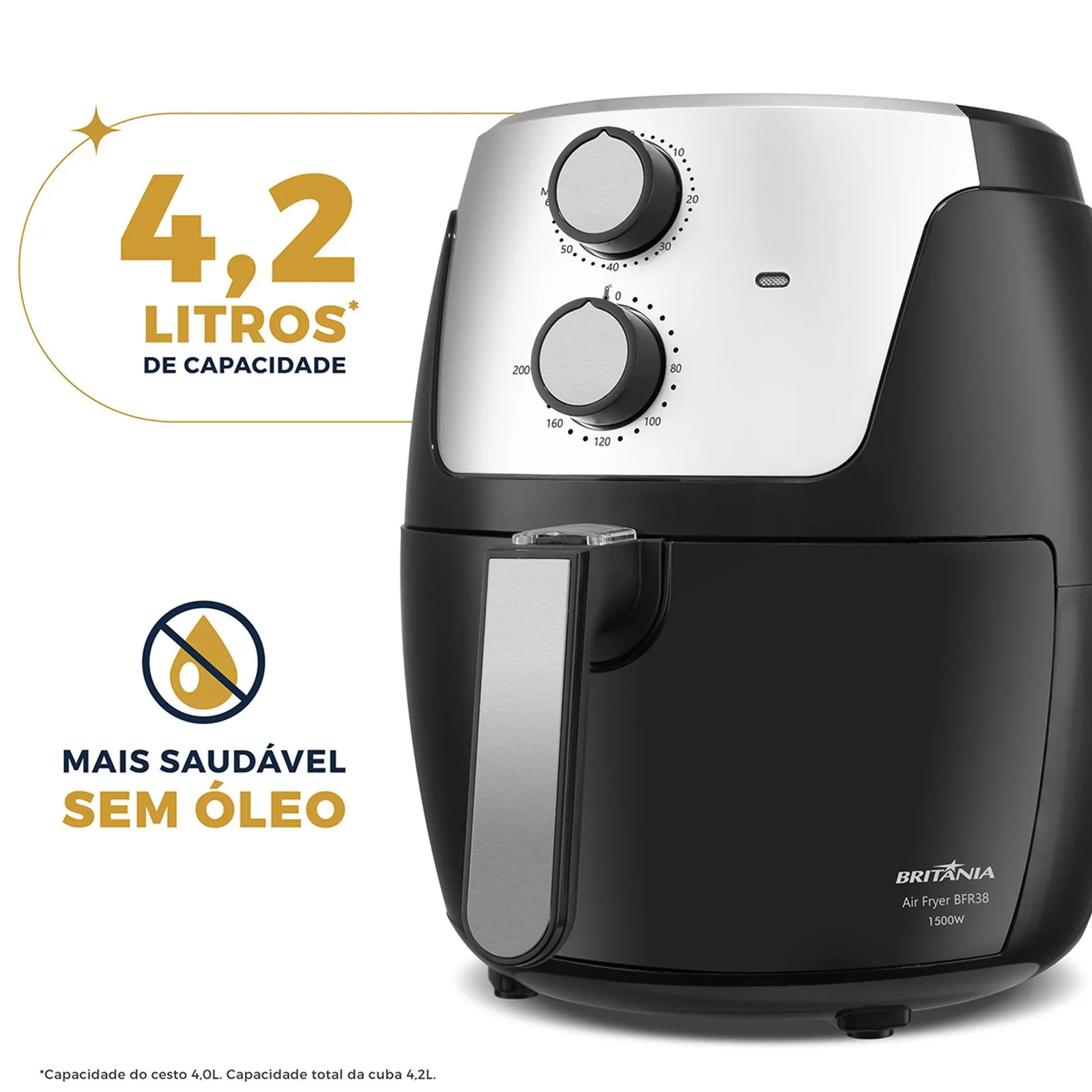 Fritadeira Air Fryer Britânia BFR38 4,2L 1500W Preto 220V (6)
