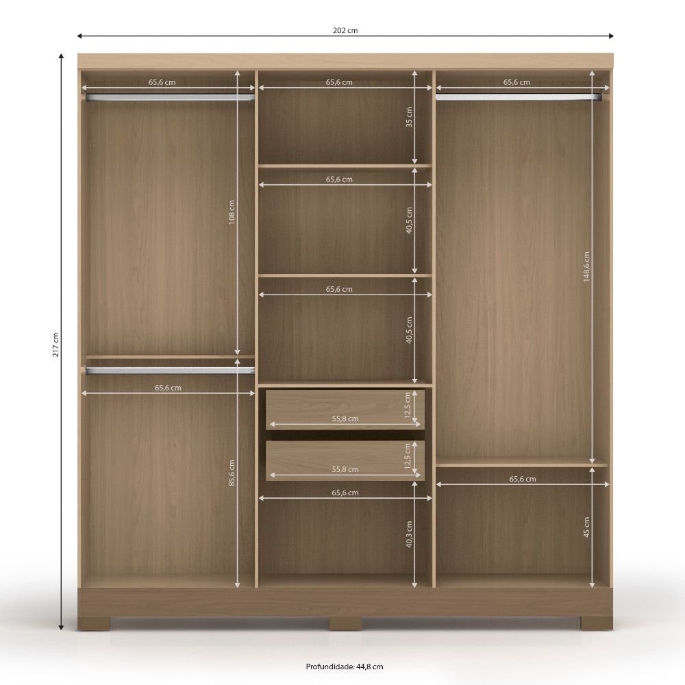 Guarda Roupa Kappesberg E530 6 Portas 2 Gavetas Nogueira (3)