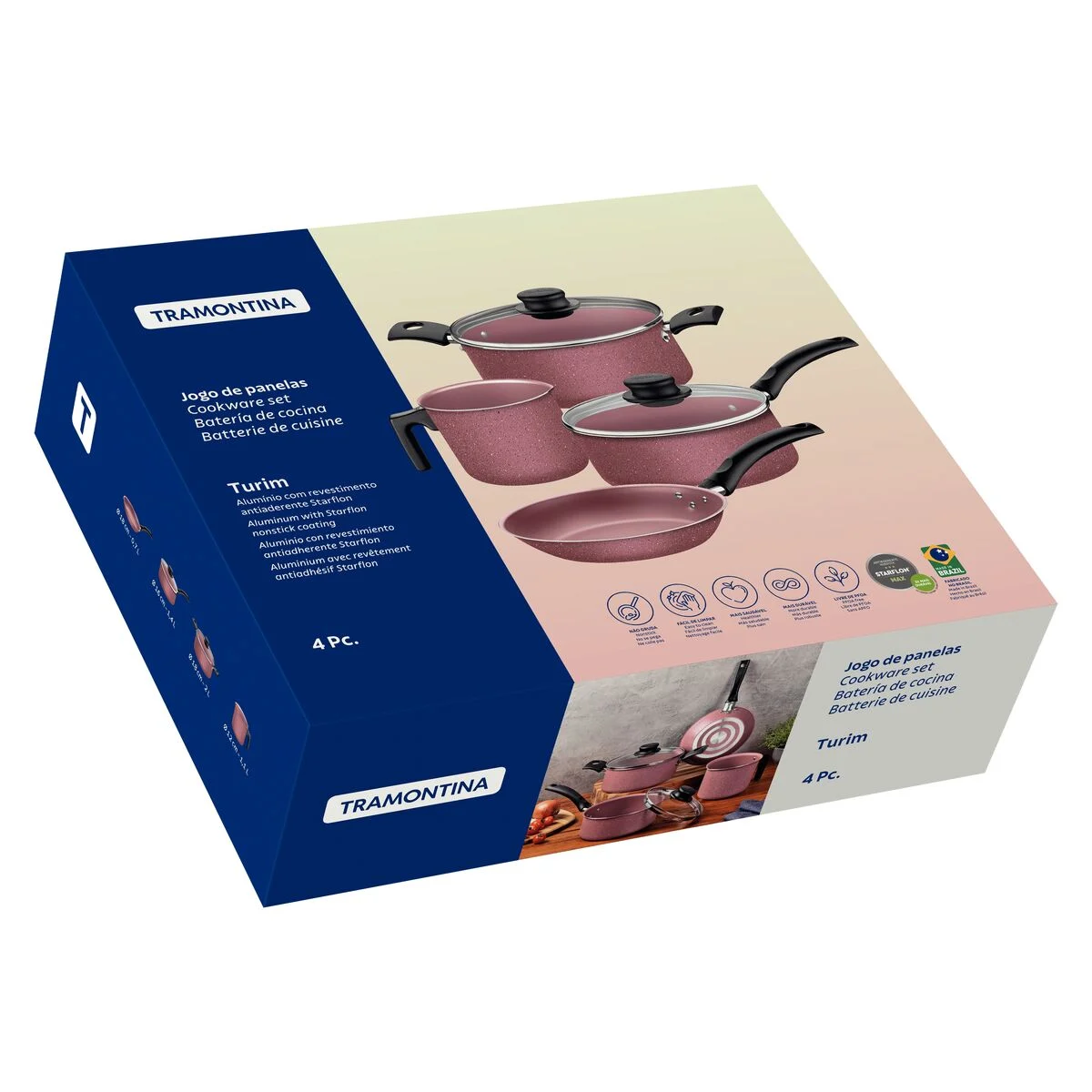 Jogo de Panelas Tramontina Turim Rosa 04 Peças (7)