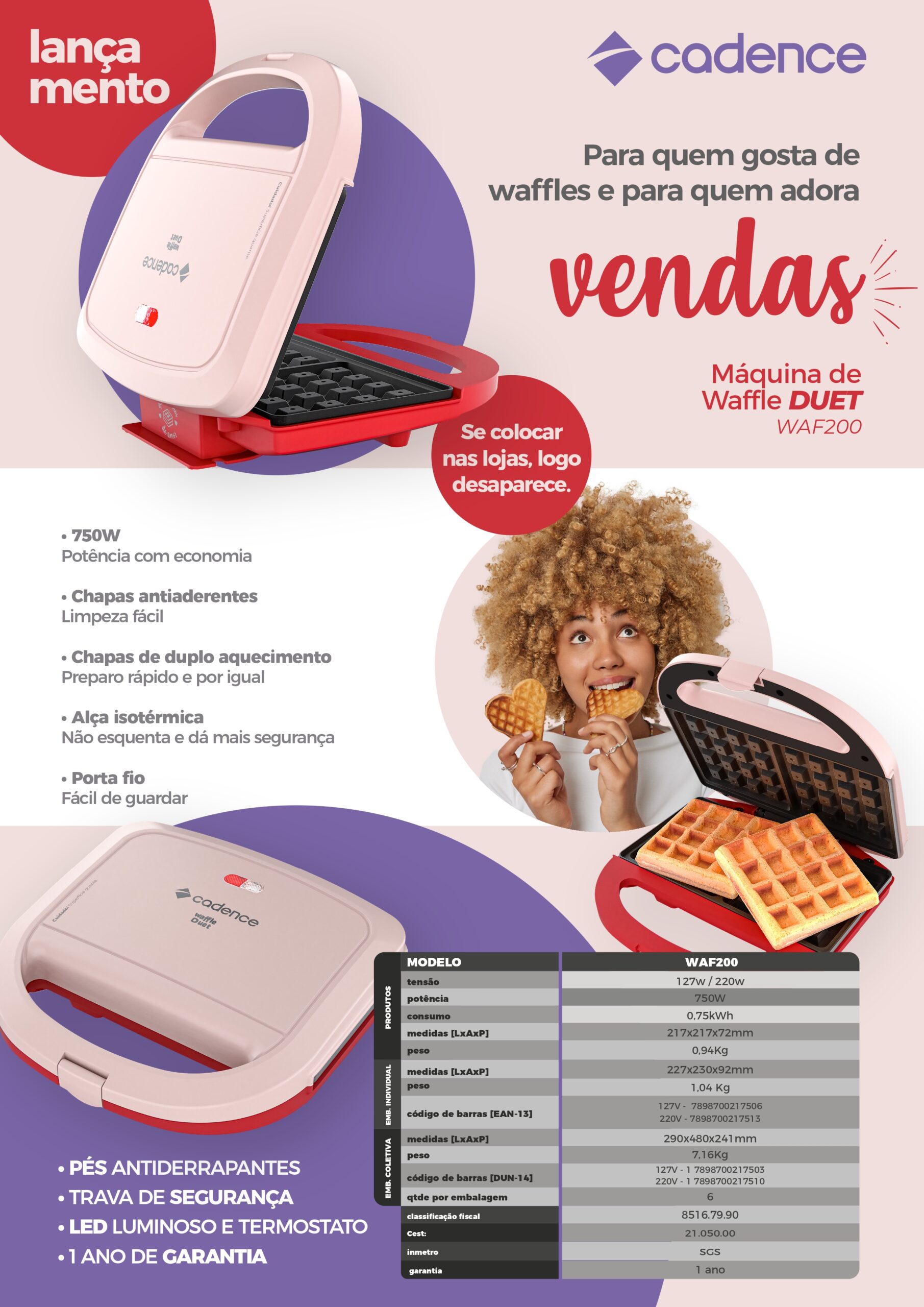Máquina de Waffles Cadence Duet (16)