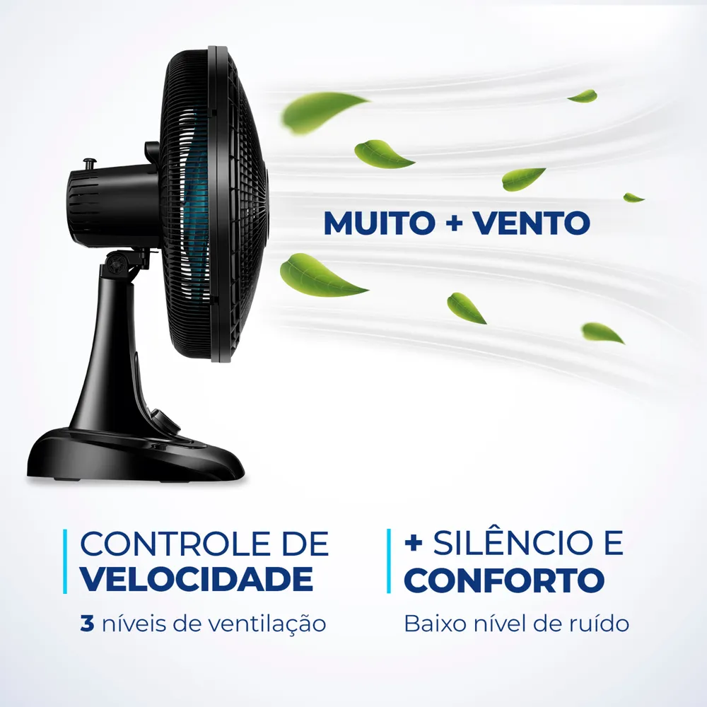 Ventilador de Mesa Mondial 40cm Super Power Preto Azul 220V (3)