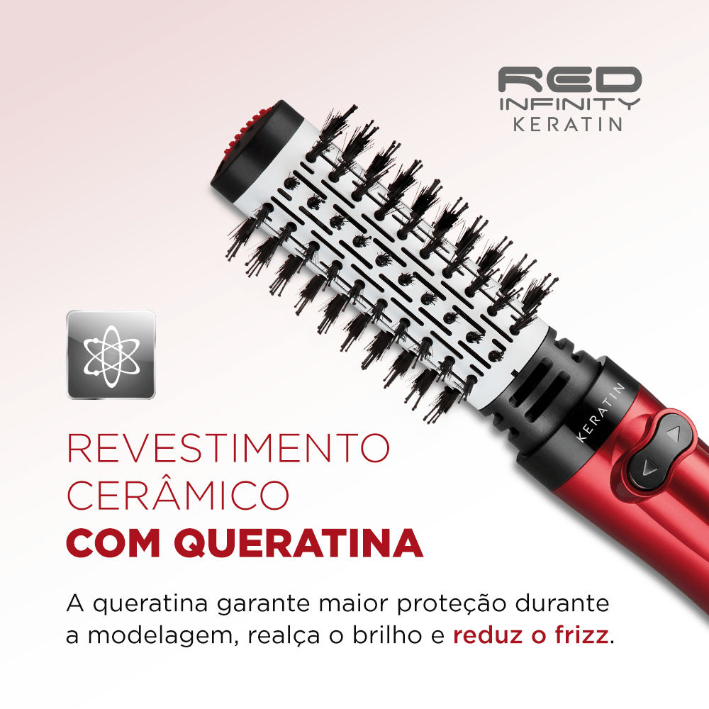 Escova Rotativa Mondial ER-11 Infinity Keratin Vermelho 220V (3)