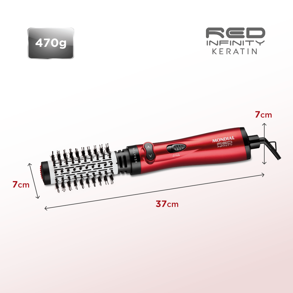 Escova Rotativa Mondial ER-11 Infinity Keratin Vermelho 220V (5)