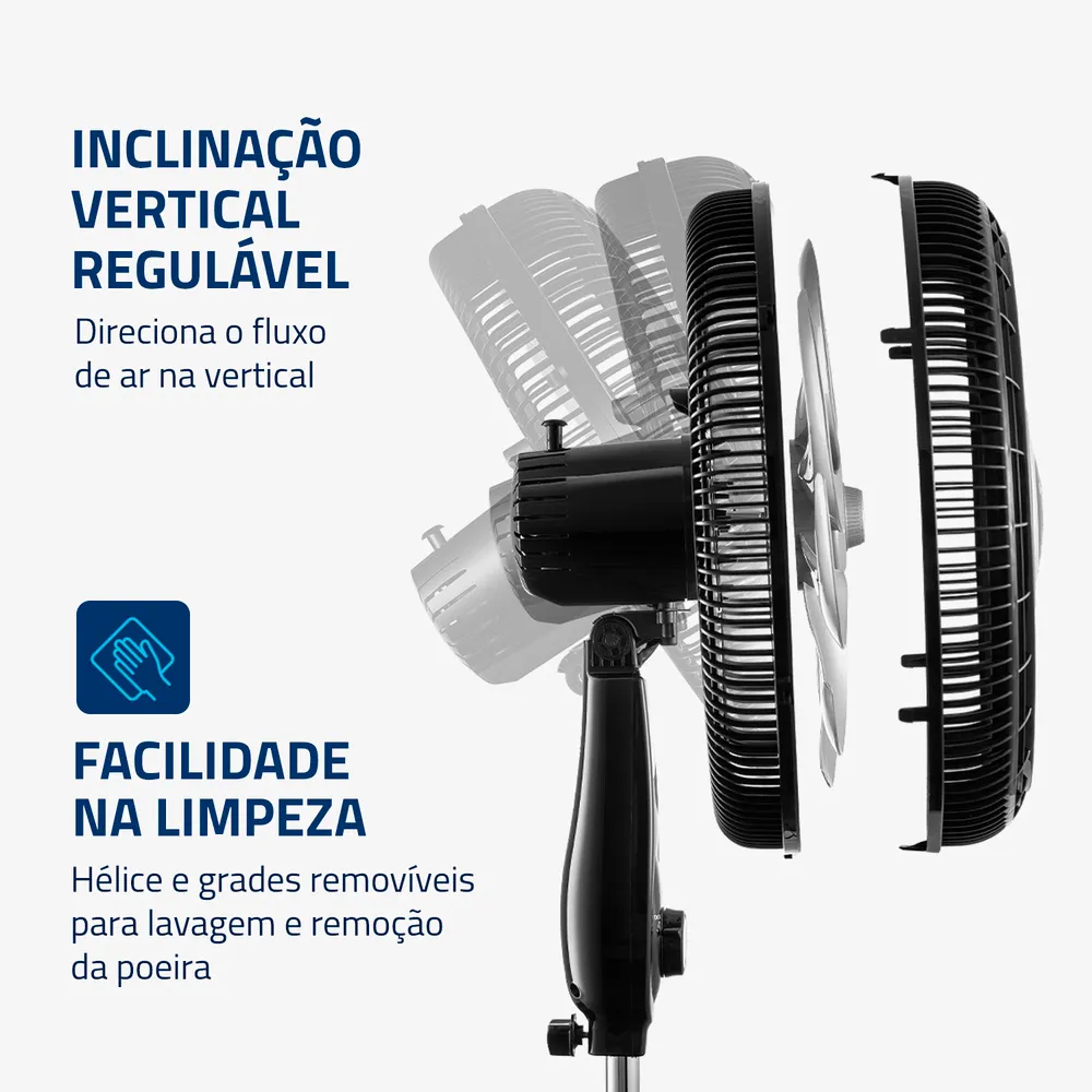Ventilador de Coluna Mondial 40cm Super Power Preto Prata 220V (4)