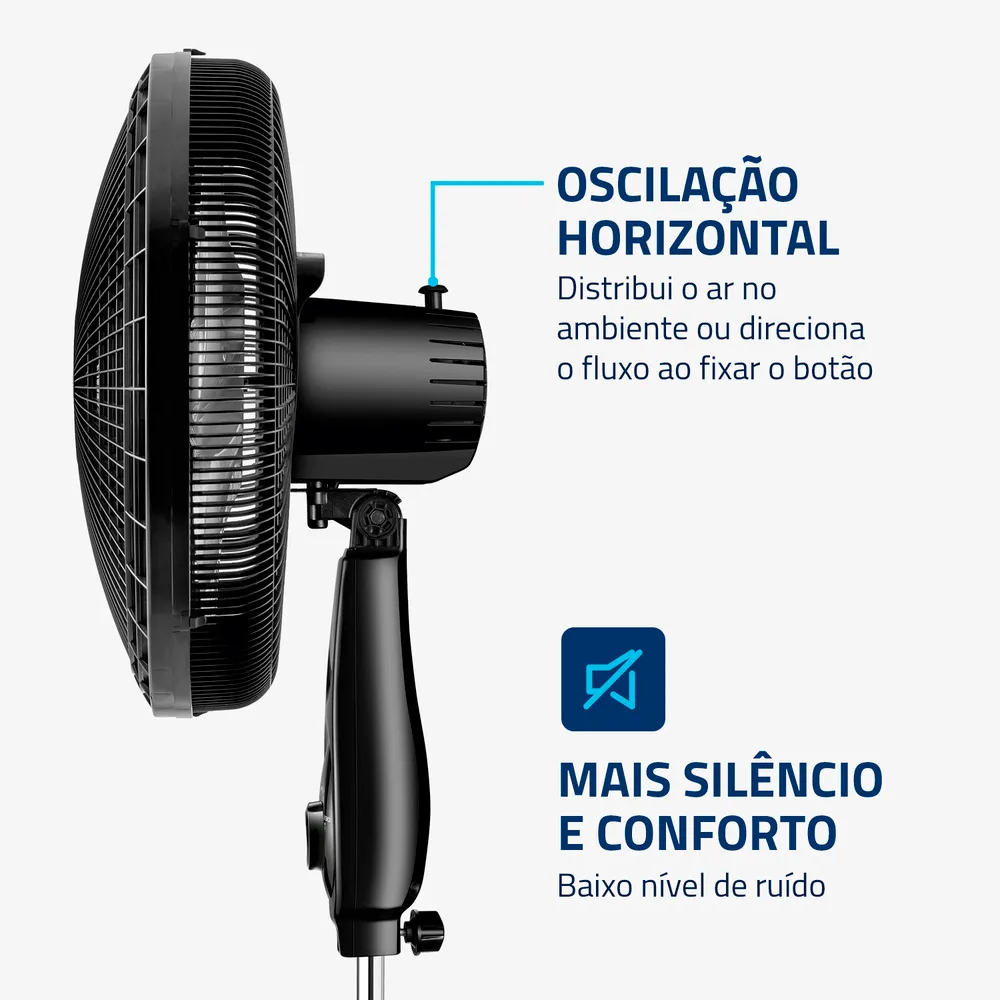 Ventilador de Coluna Mondial 40cm Super Power Preto Prata 220V (5)