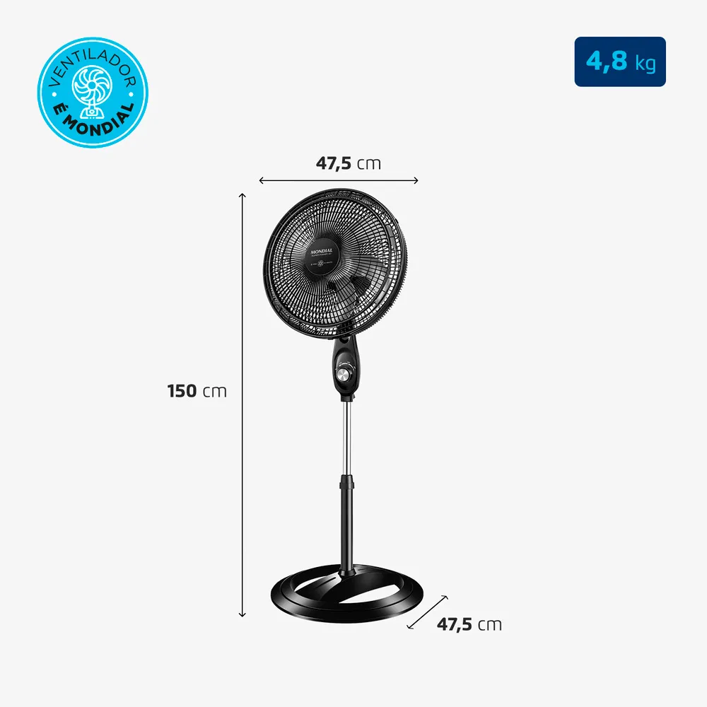 Ventilador de Coluna Mondial 40cm Super Power Preto Prata 220V (7)