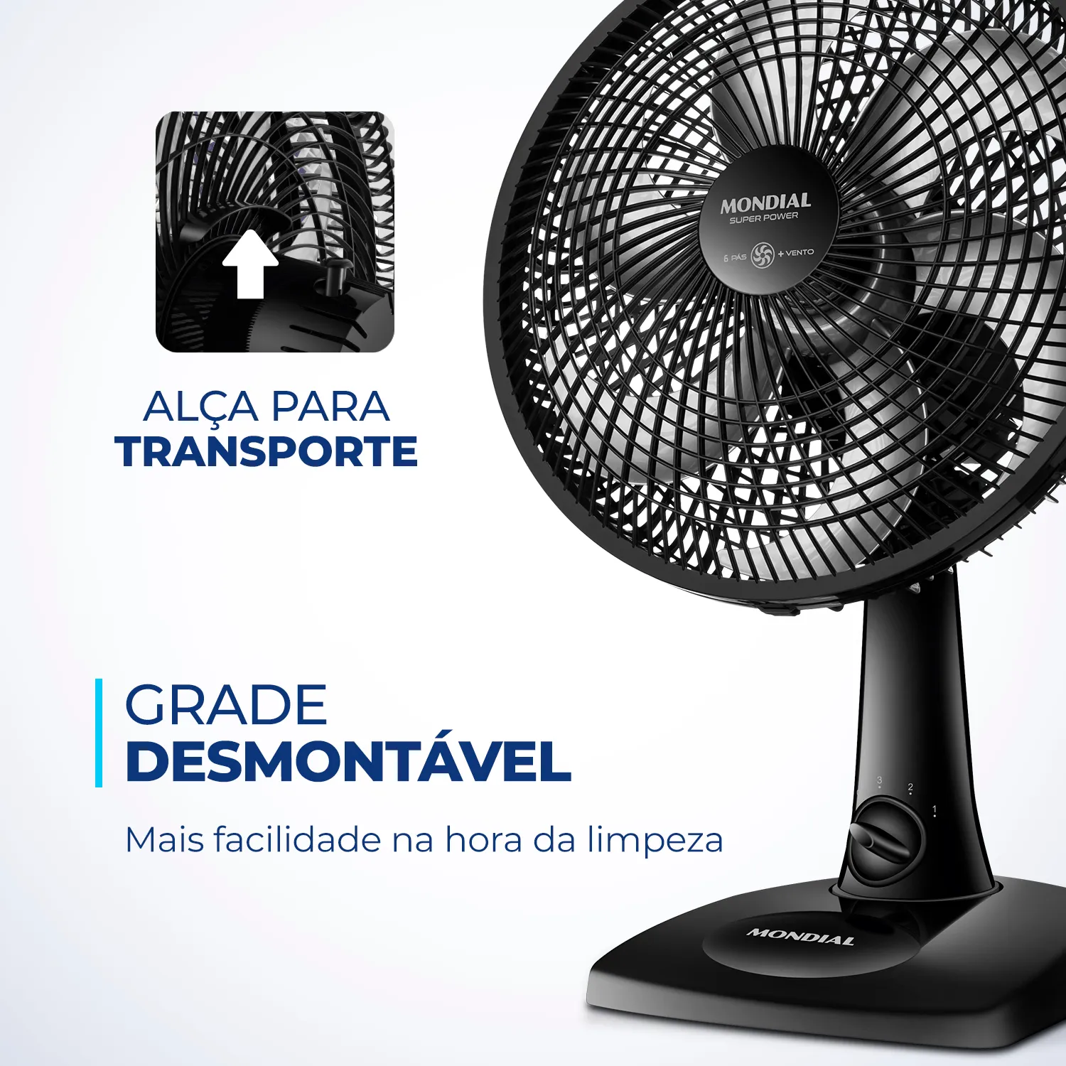 Ventilador de Mesa Mondial 30cm Super Power Preto 220V (5)