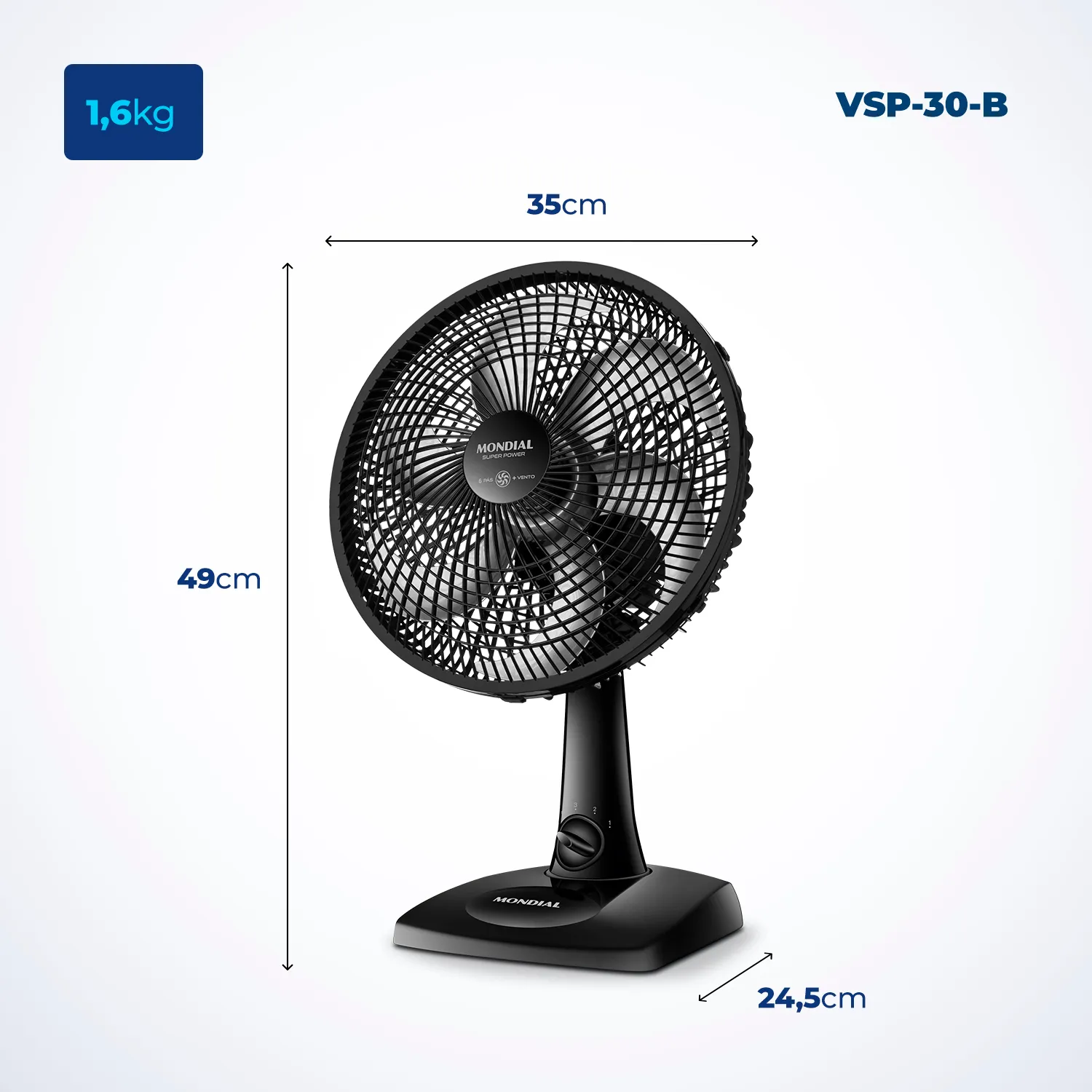 Ventilador de Mesa Mondial 30cm Super Power Preto 220V (6)