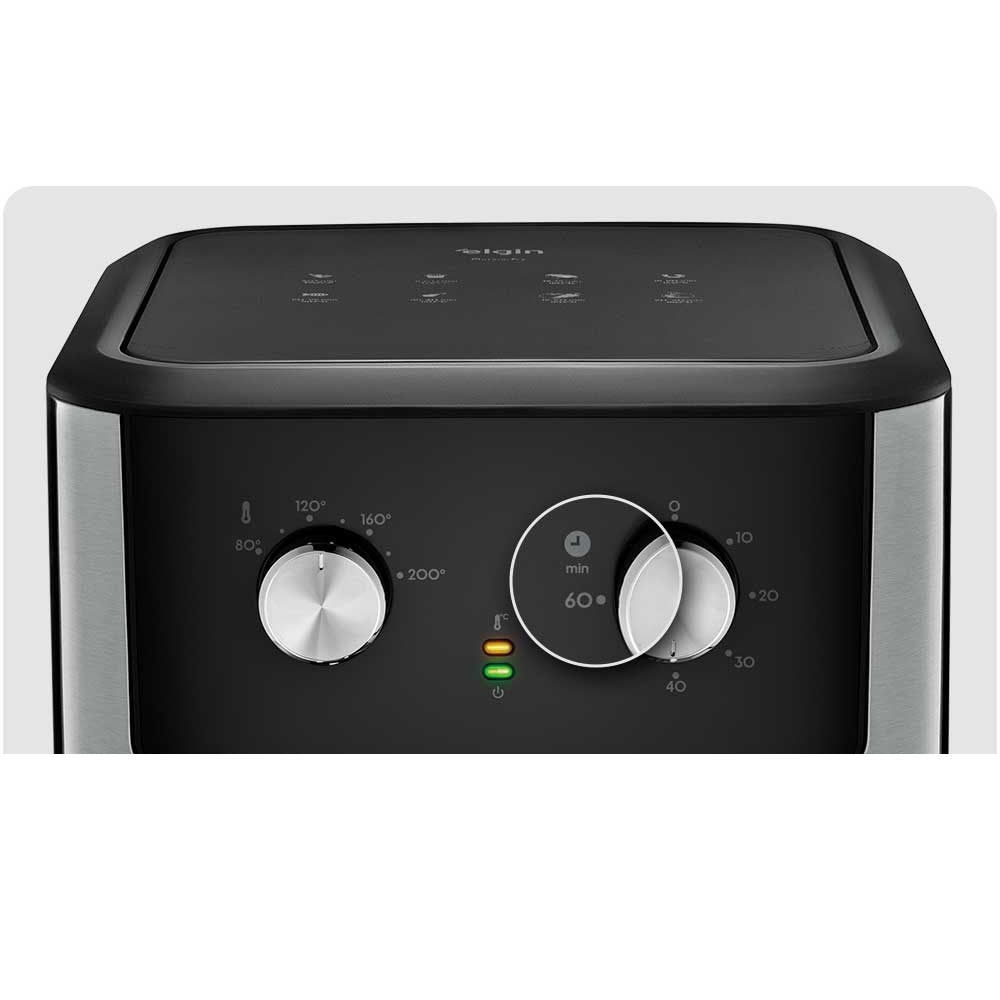 Fritadeira Air Fryer Elgin Chrome Fry 8L Preto com Acabamento em Inox 220V (4)